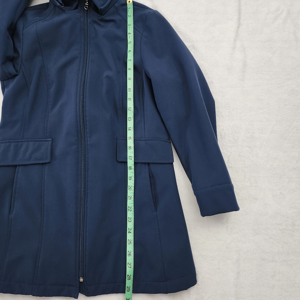 CLEO Women's Dark Teal Full Zip Coat Jacket Removable Hood Outerwear XS Petite - Picture 10 of 11